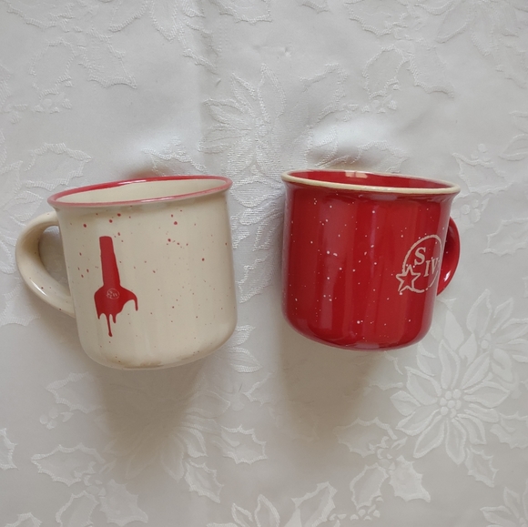 2 ceramic mugs red beige tea coffee - Picture 7 of 7